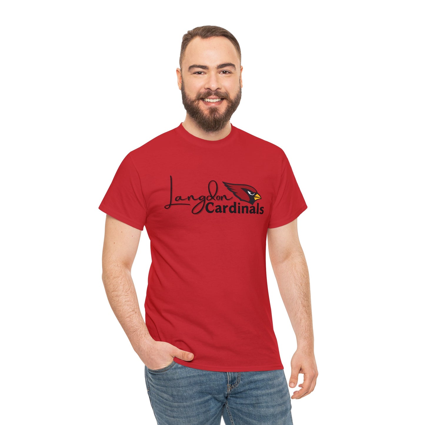 Langdon Cardinal logo2 Heavy Cotton Tee