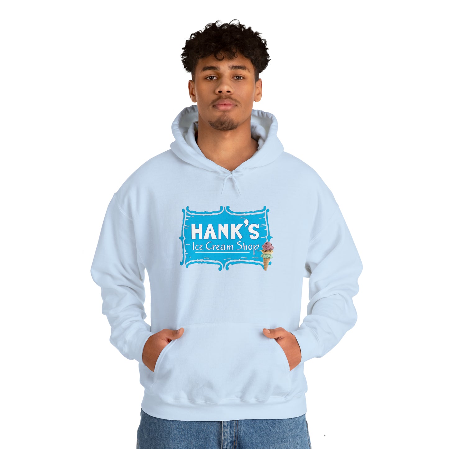 Hank's Hoodie logo with cone. Adult Heavy Blend™ Hooded Sweatshirt