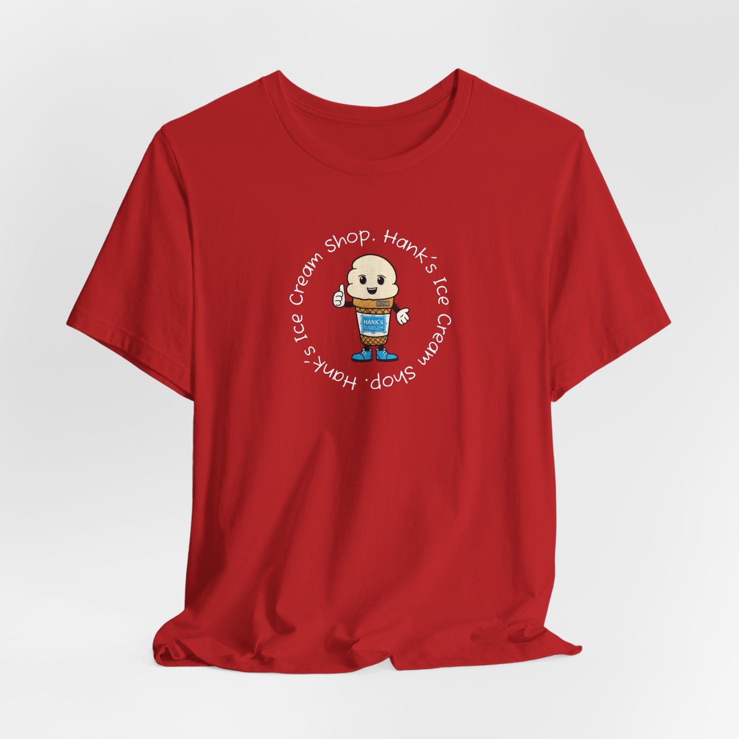 Hank's Ice Cream Shop T-Shirt — Cute Cartoon Scoop Logo Tee