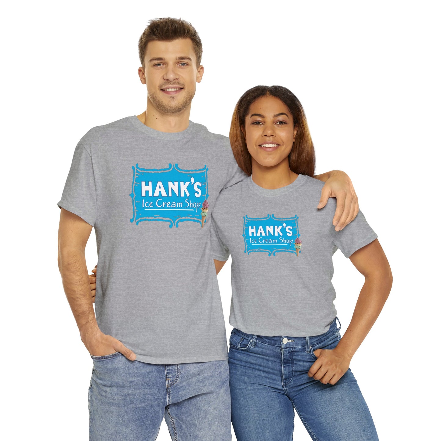 Hank's Logo with Ice Cream. Adult Heavy Cotton Tee