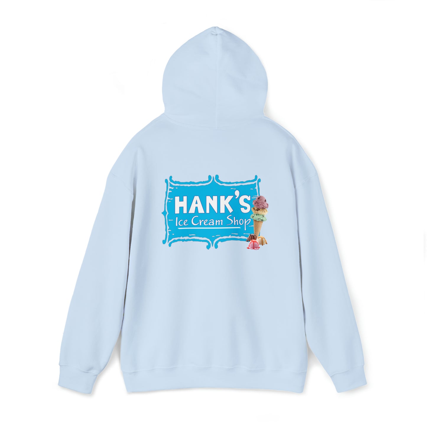 Hank's Hoodie double logo. Adult Heavy Blend™ Hooded Sweatshirt