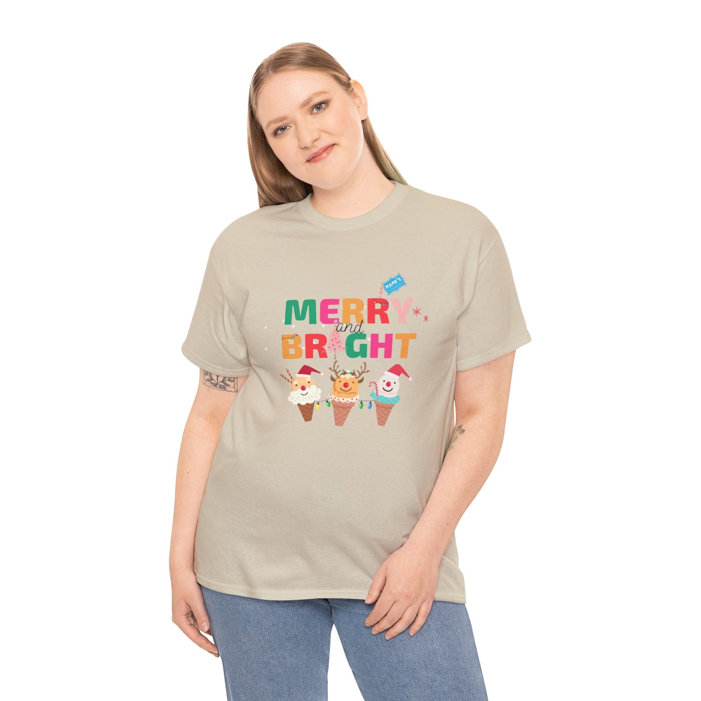 Merry and Bright. Adult Heavy Cotton Tee