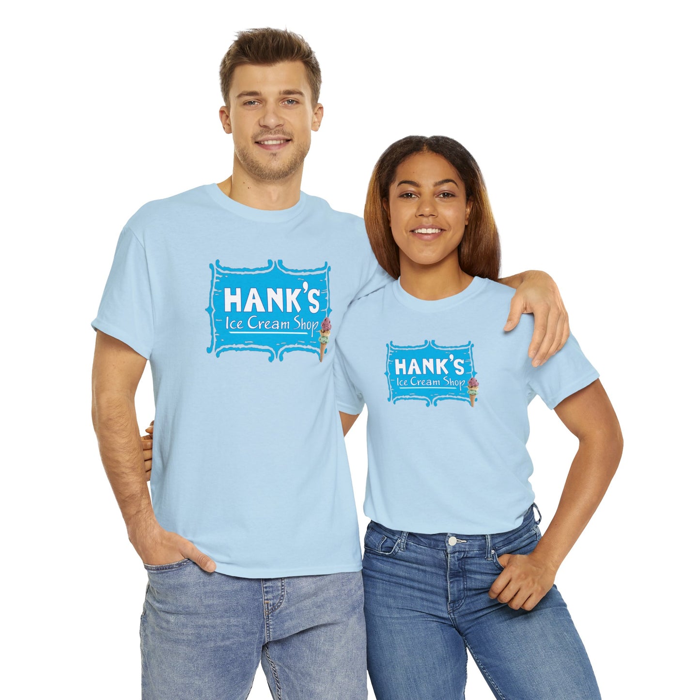 Hank's Logo with Ice Cream. Adult Heavy Cotton Tee