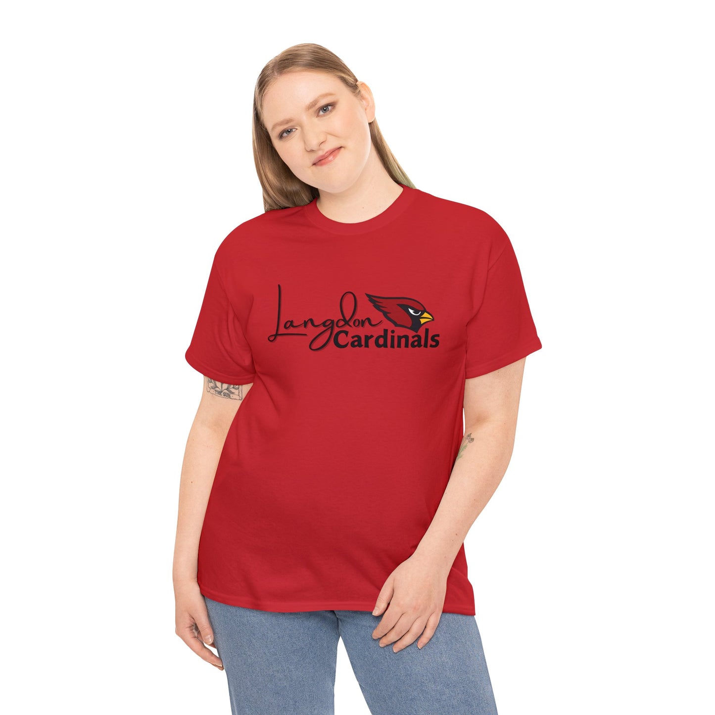 Langdon Cardinal logo2 Heavy Cotton Tee