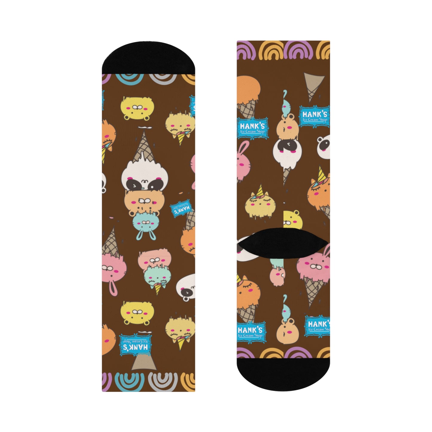 Hank's cute character ice cream. Cushioned Crew Socks