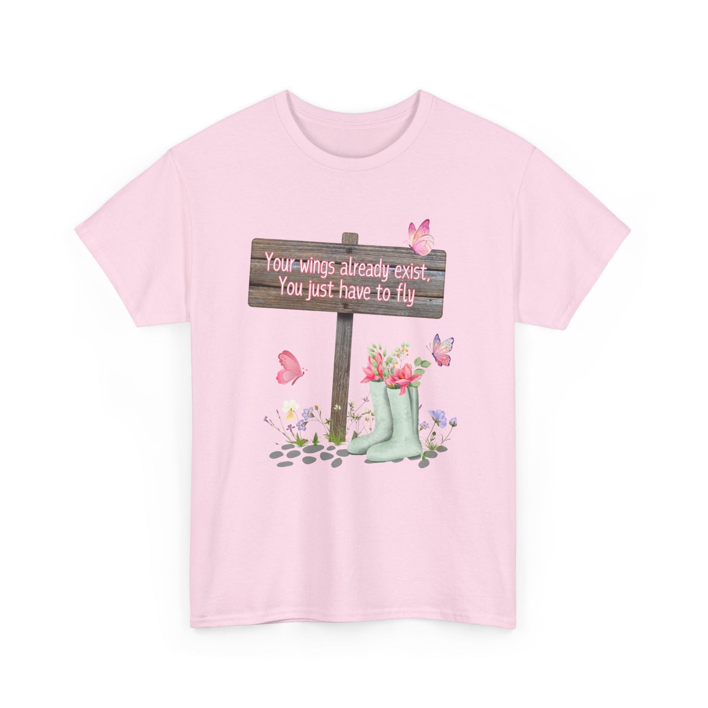 Inspirational Quote Tee - "Your Wings Already Exist" - Heavy Cotton T-Shirt