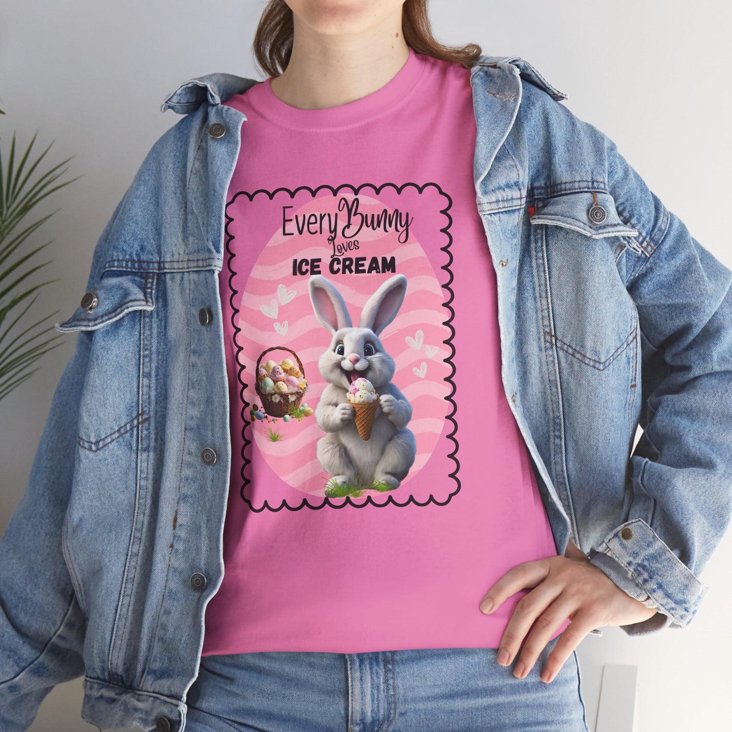 Every Bunny Loves Ice Cream Unisex Heavy Cotton Tee - Cute Easter Shirt