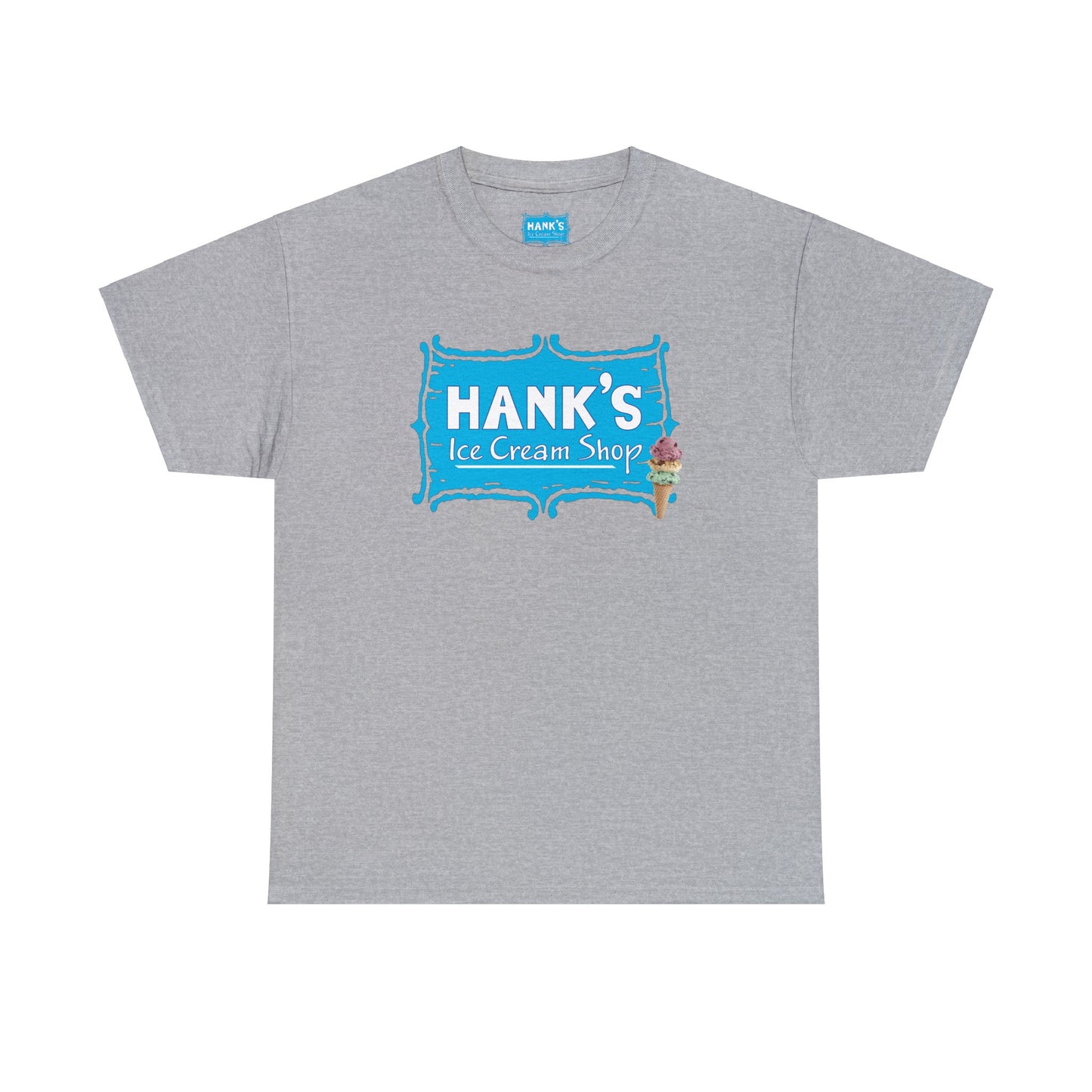 Hank's Logo with Ice Cream. Adult Heavy Cotton Tee