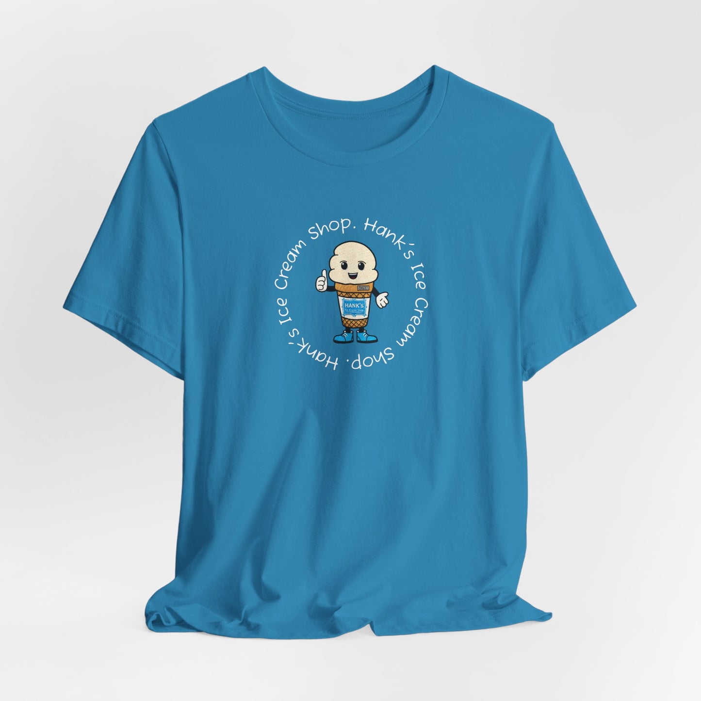 Hank's Ice Cream Shop T-Shirt — Cute Cartoon Scoop Logo Tee