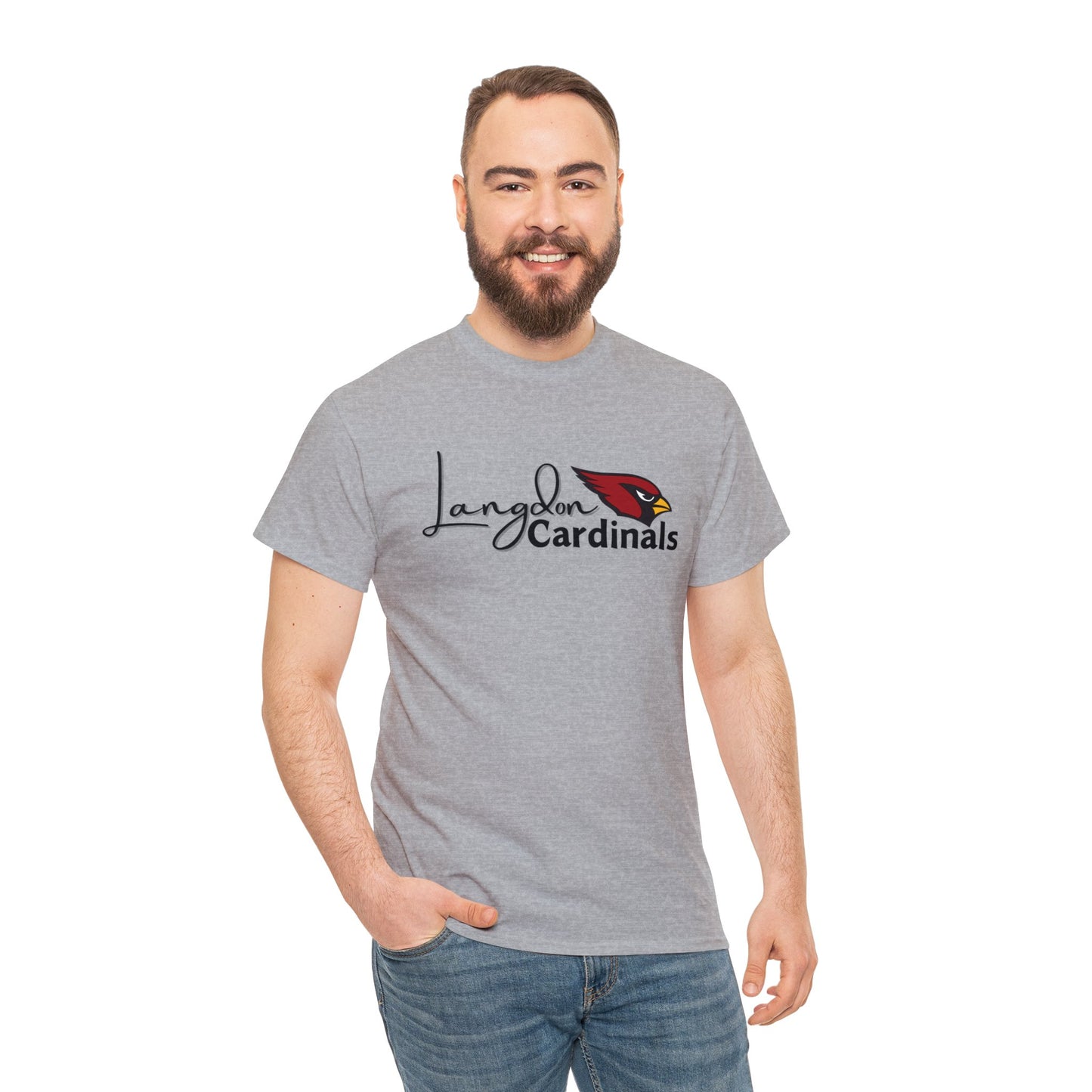 Langdon Cardinal logo2 Heavy Cotton Tee