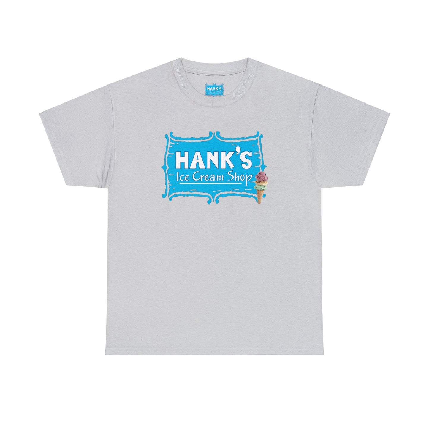 Hank's Logo with Ice Cream. Adult Heavy Cotton Tee