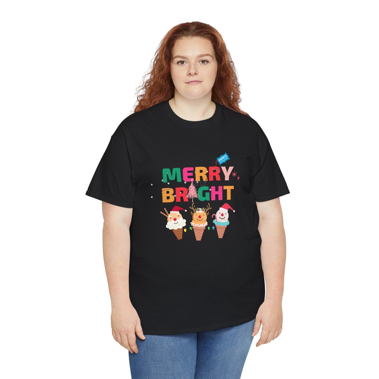 Merry and Bright. Adult Heavy Cotton Tee