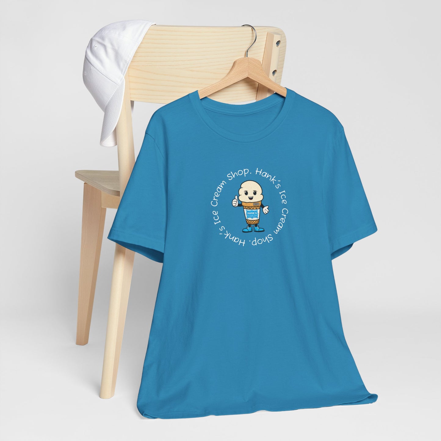 Hank's Ice Cream Shop T-Shirt — Cute Cartoon Scoop Logo Tee