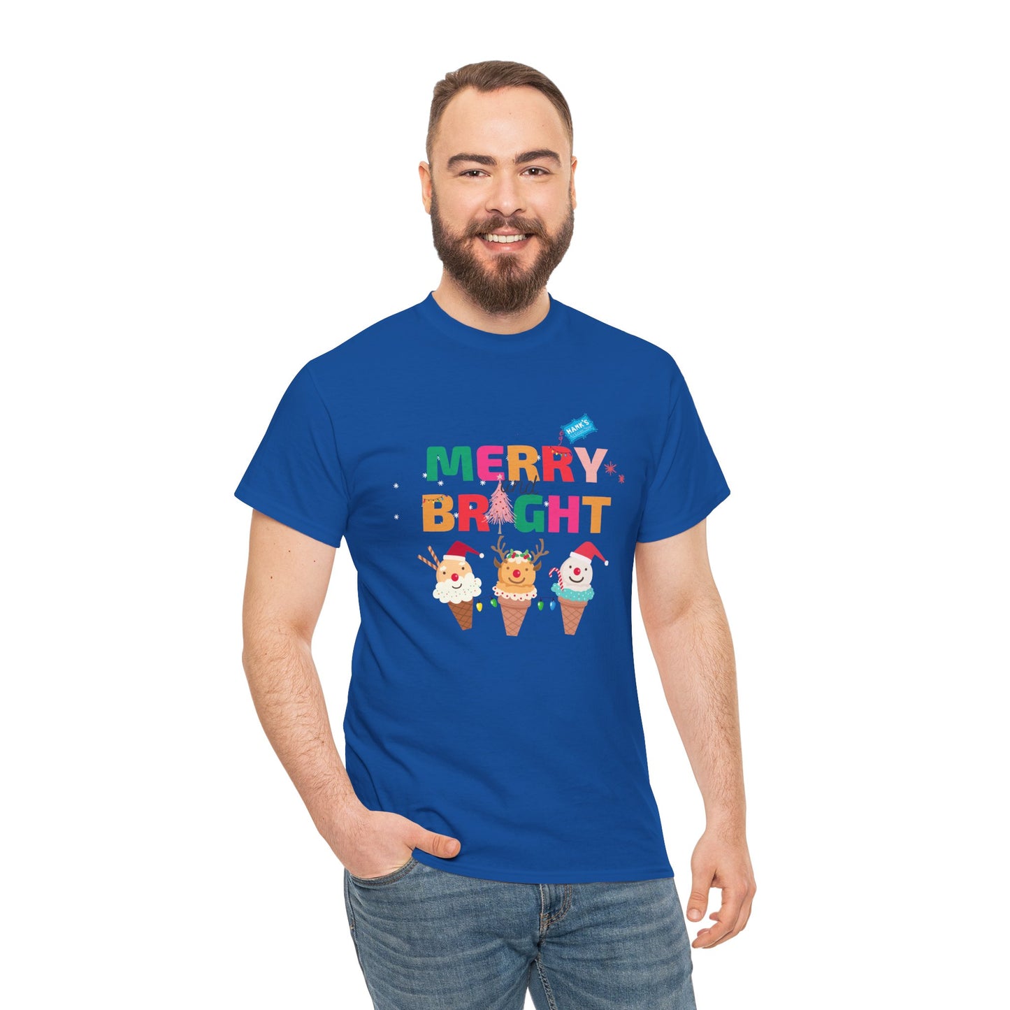 Merry and Bright. Adult Heavy Cotton Tee