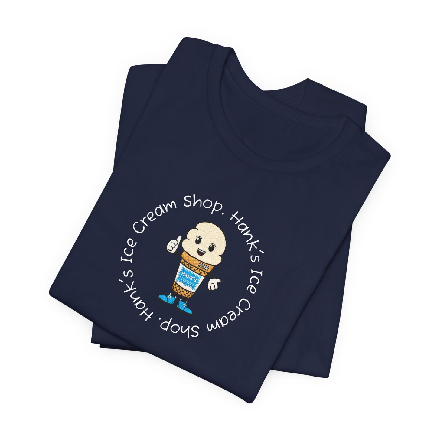 Hank's Ice Cream Shop T-Shirt — Cute Cartoon Scoop Logo Tee