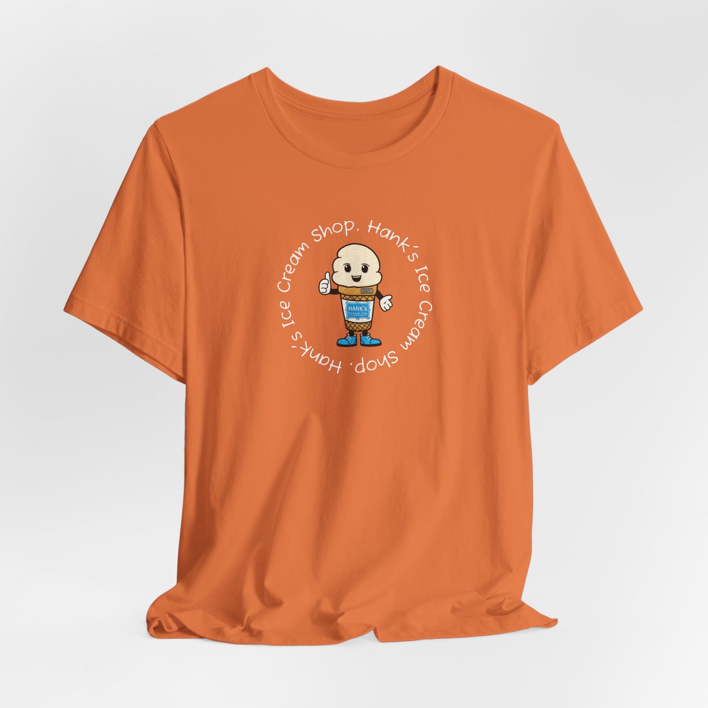 Hank's Ice Cream Shop T-Shirt — Cute Cartoon Scoop Logo Tee