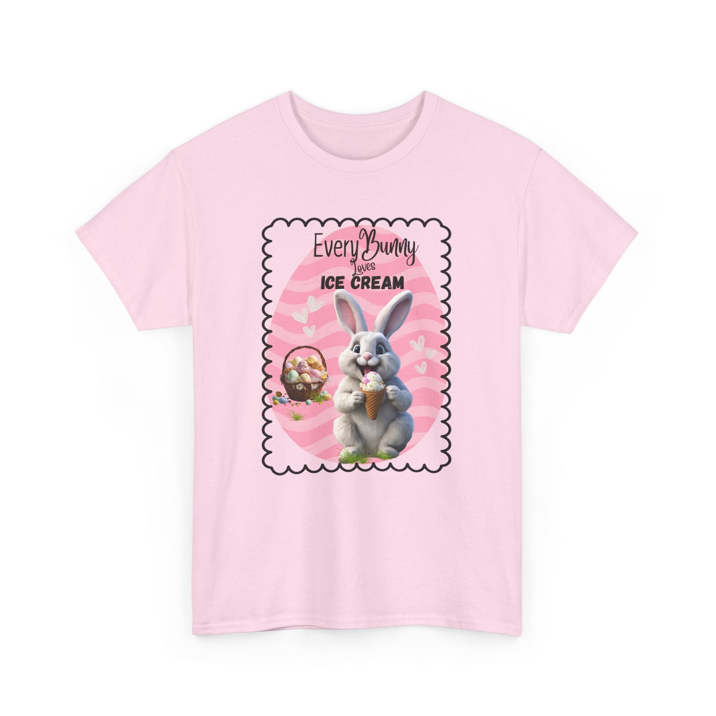 Every Bunny Loves Ice Cream Unisex Heavy Cotton Tee - Cute Easter Shirt