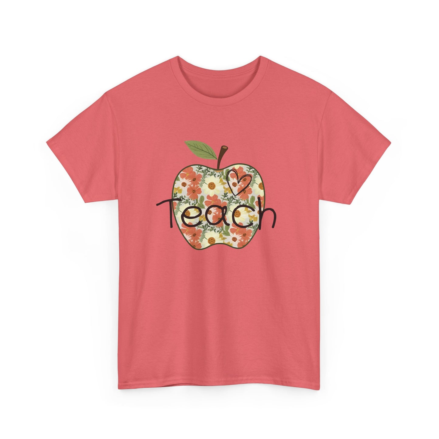 Floral Apple Teacher Tee - Heavy Cotton T-Shirt