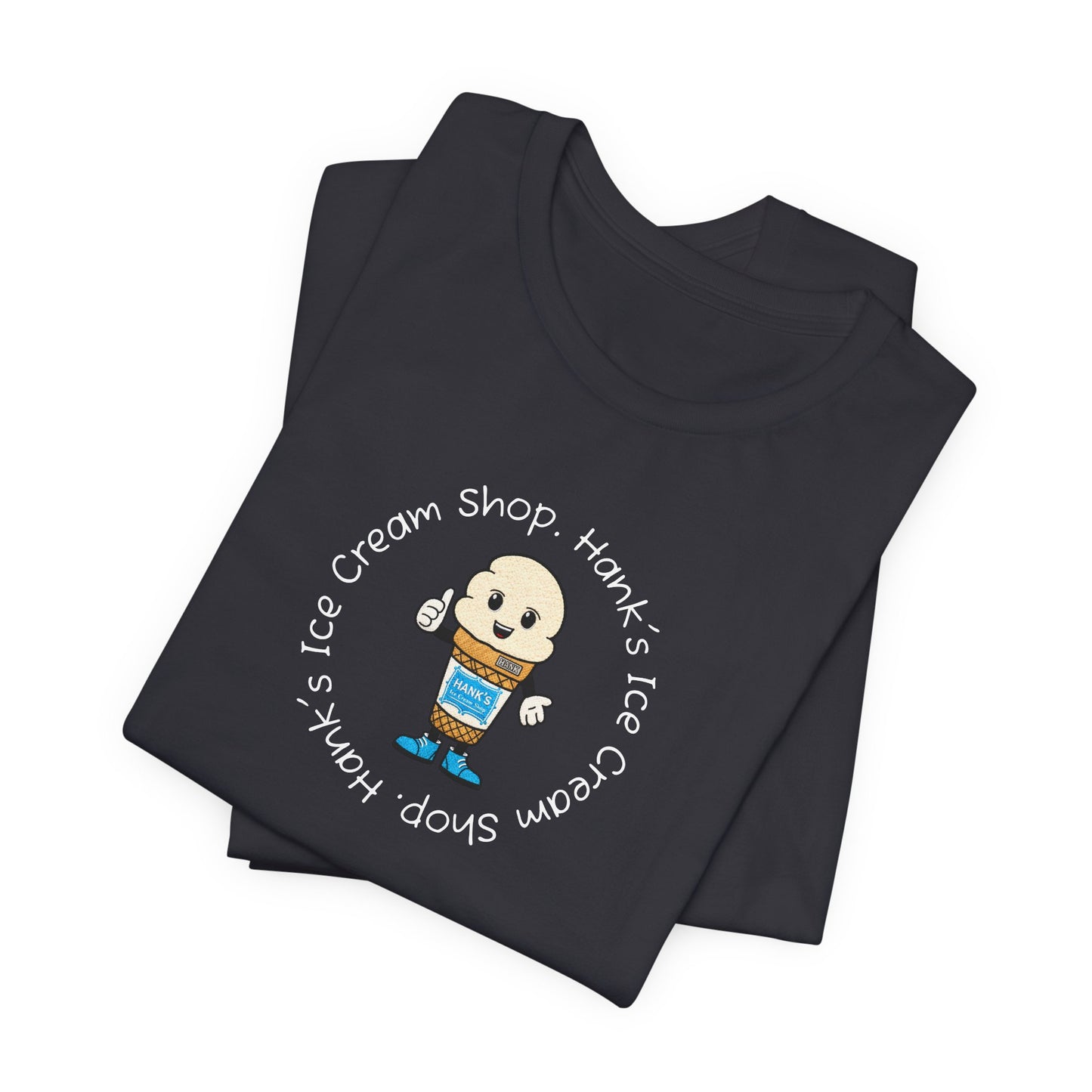 Hank's Ice Cream Shop T-Shirt — Cute Cartoon Scoop Logo Tee