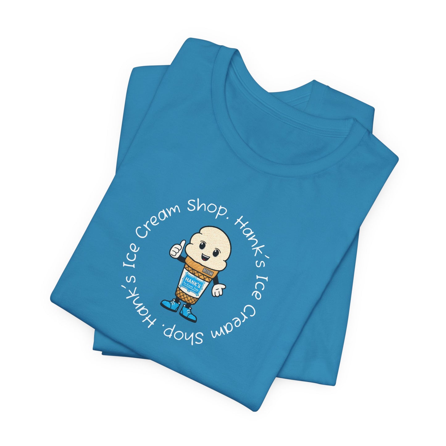 Hank's Ice Cream Shop T-Shirt — Cute Cartoon Scoop Logo Tee