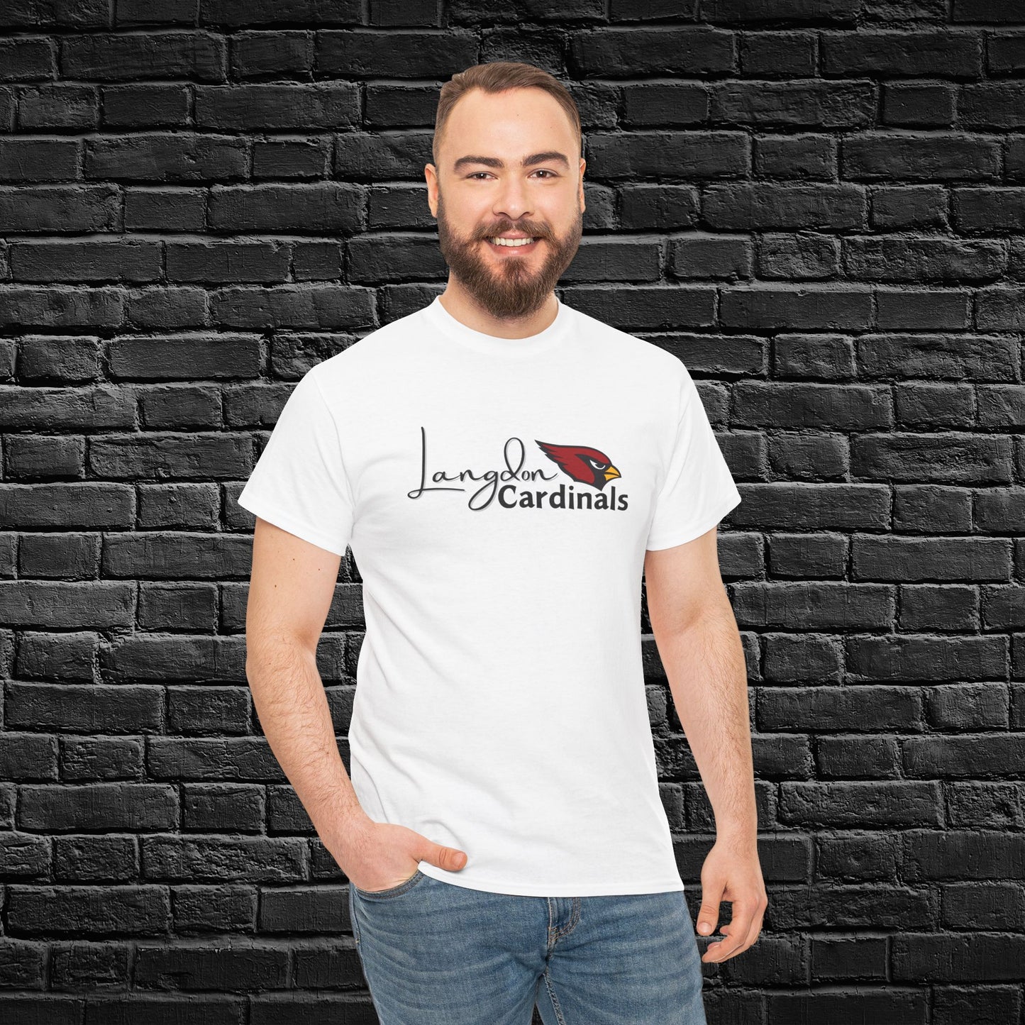 Langdon Cardinal Logo Adult Heavy Cotton Tee