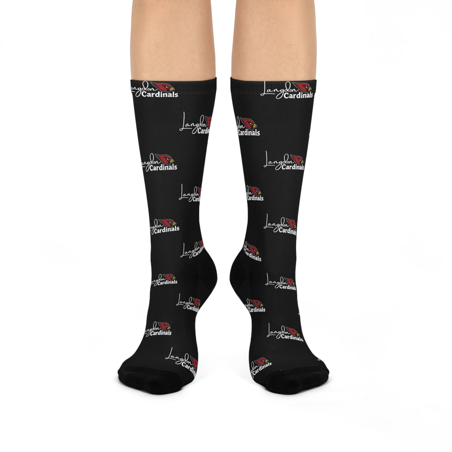 Langdon Cardinal White Logo Cushioned Crew Socks