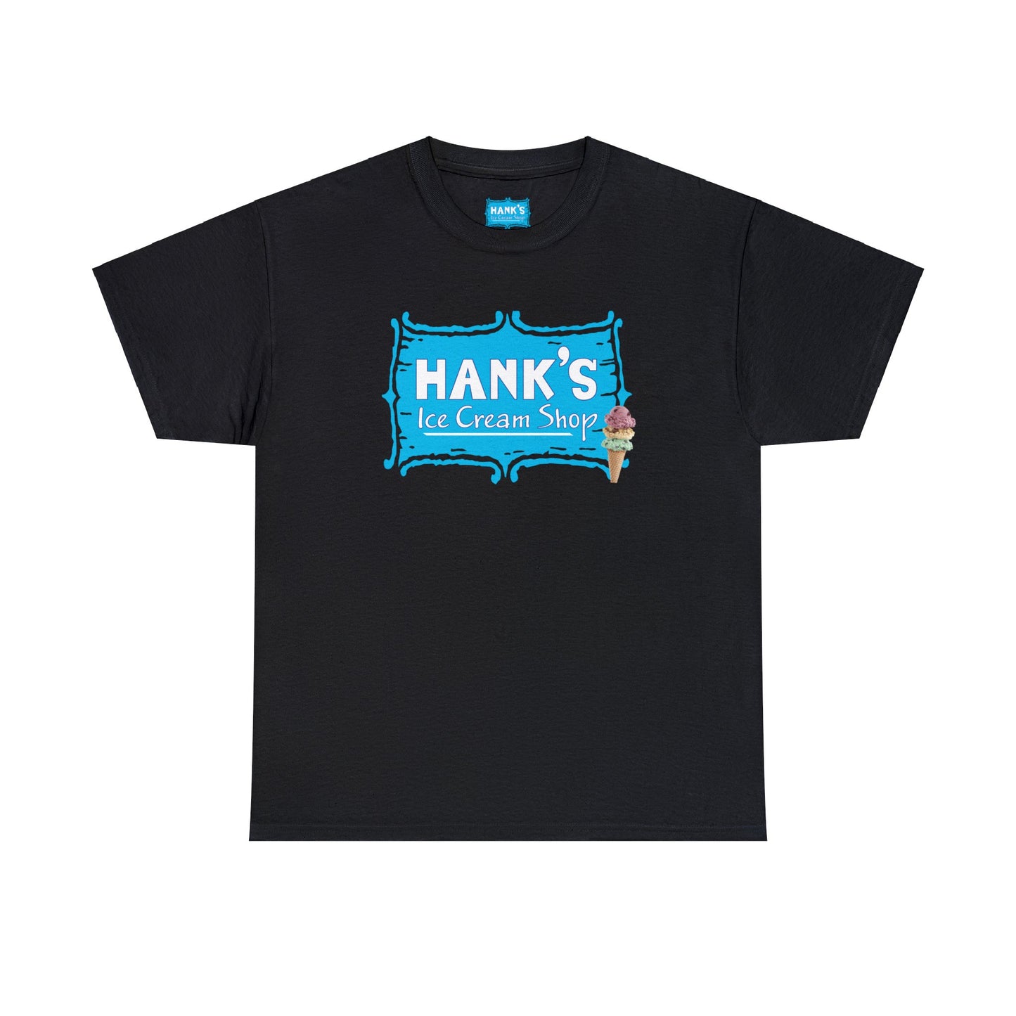 Hank's Logo with Ice Cream. Adult Heavy Cotton Tee