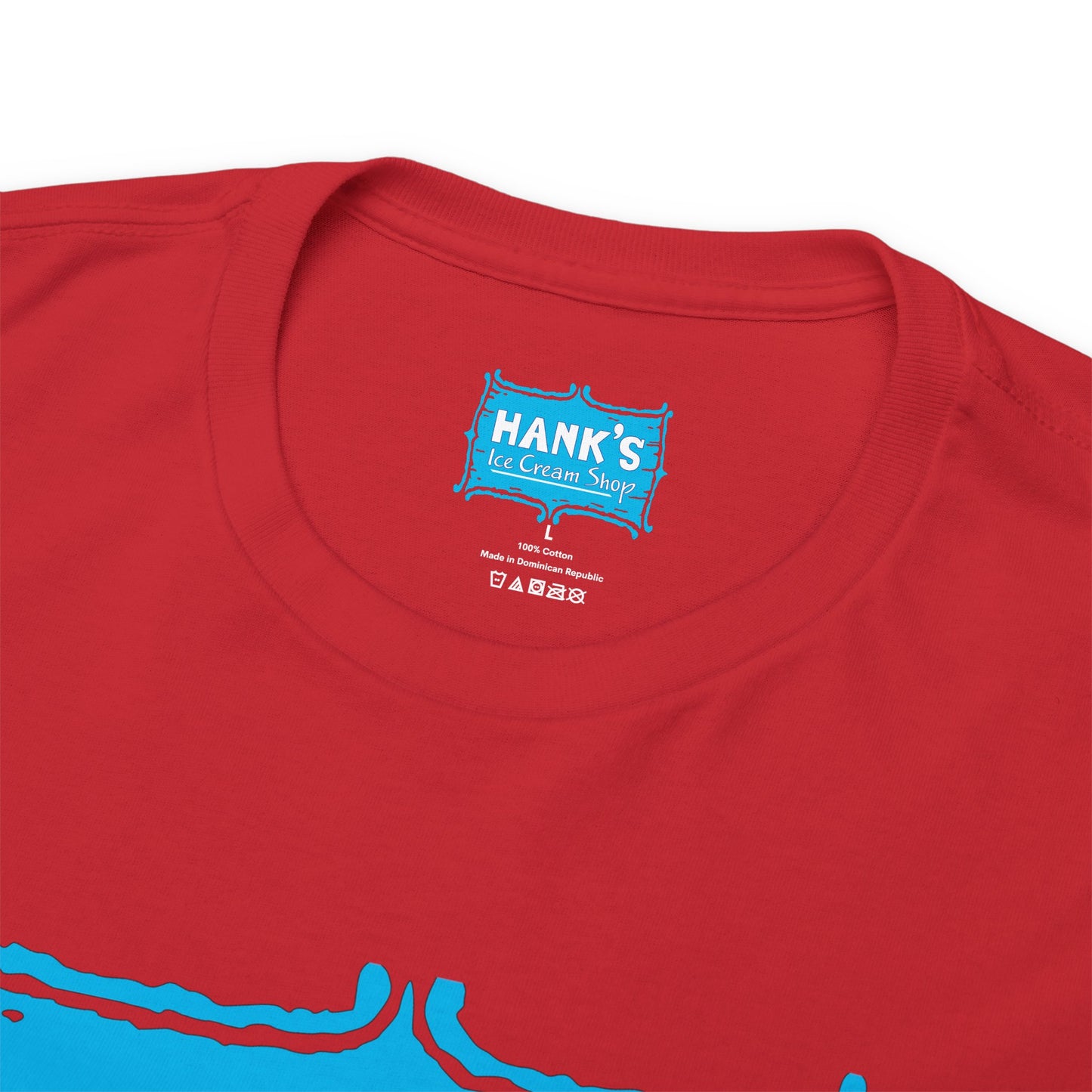 Hank's Logo with Ice Cream. Adult Heavy Cotton Tee