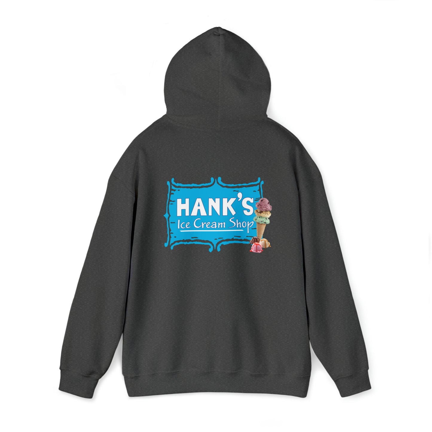 Hank's Hoodie double logo. Adult Heavy Blend™ Hooded Sweatshirt