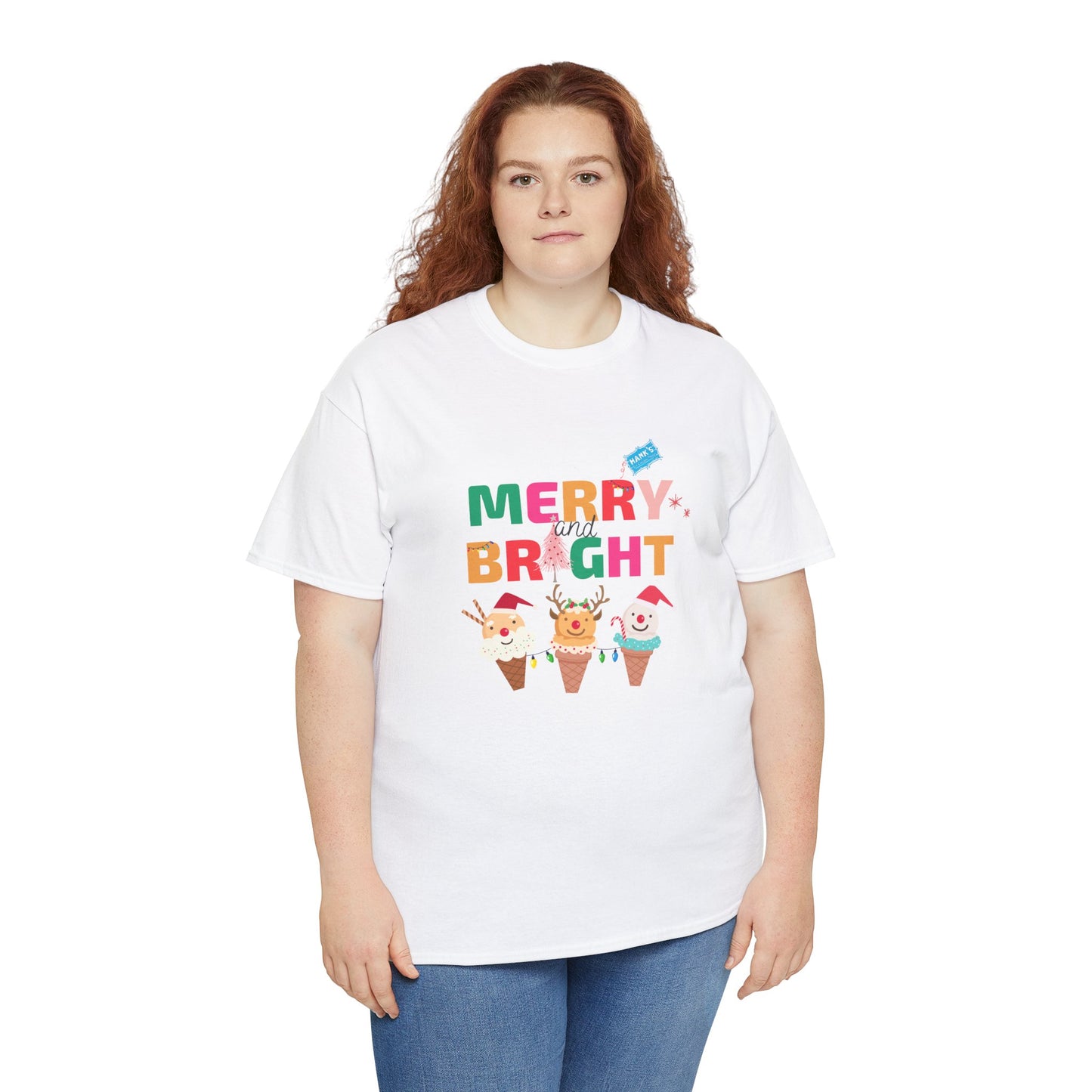 Merry and Bright. Adult Heavy Cotton Tee