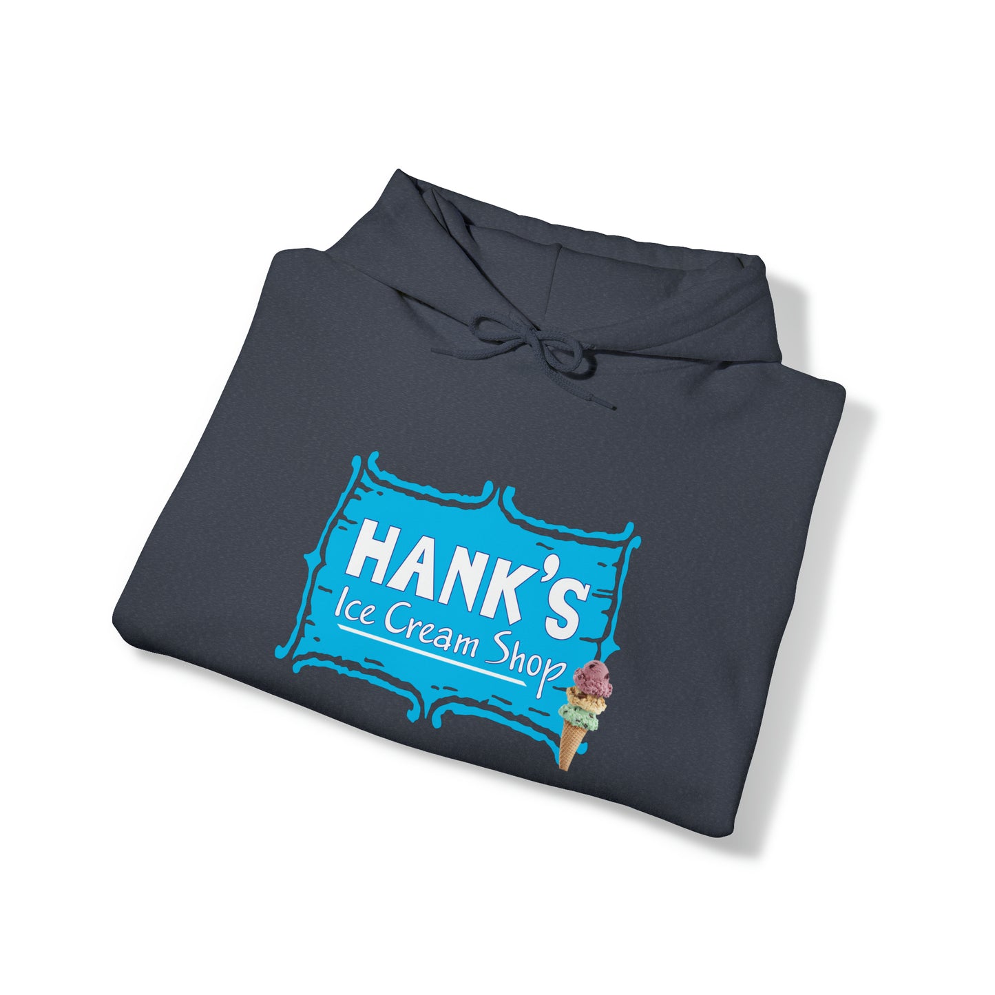 Hank's Hoodie logo with cone. Adult Heavy Blend™ Hooded Sweatshirt