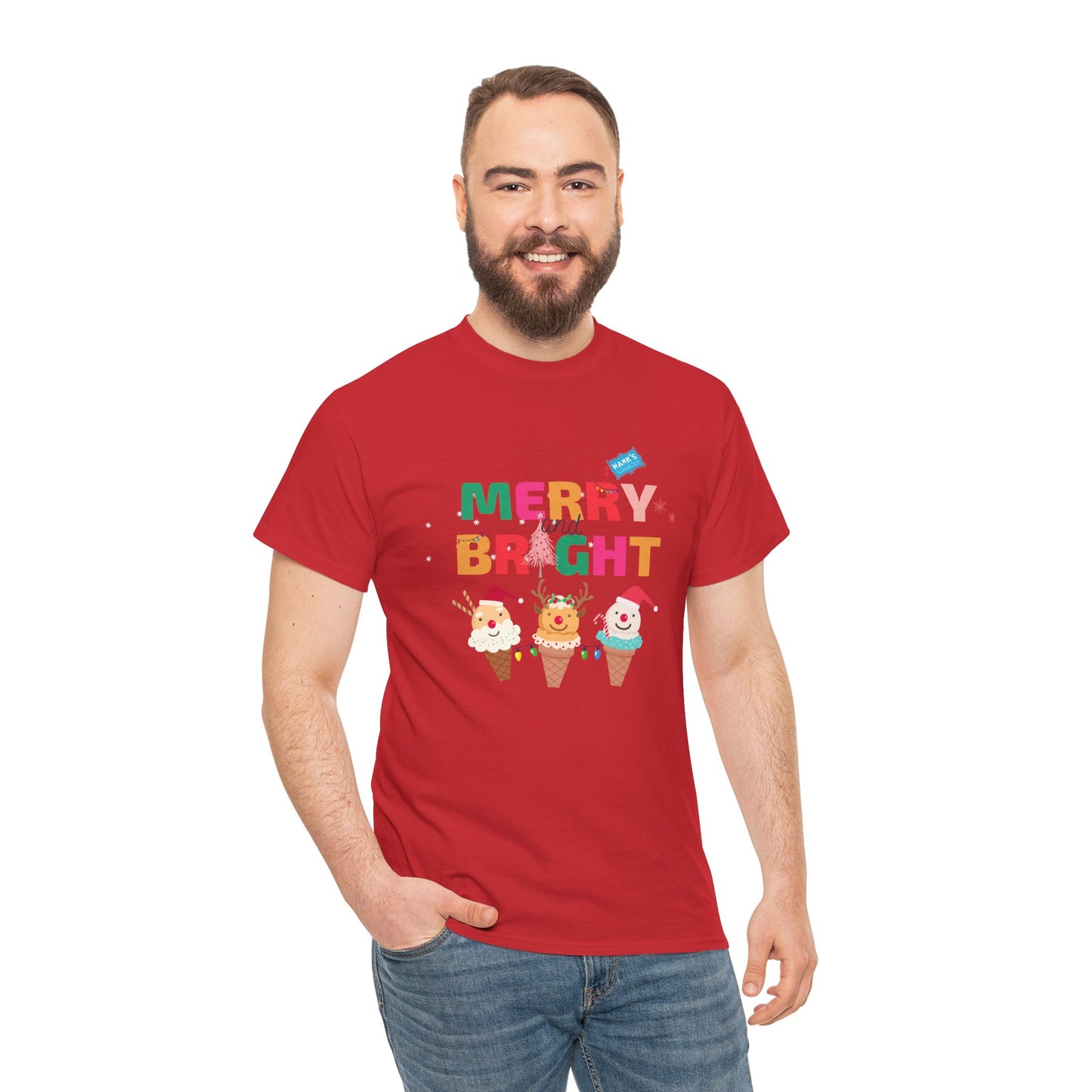 Merry and Bright. Adult Heavy Cotton Tee