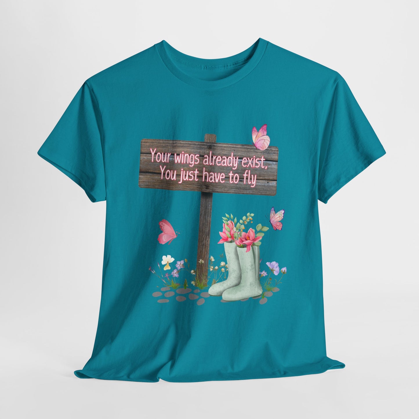 Inspirational Quote Tee - "Your Wings Already Exist" - Heavy Cotton T-Shirt