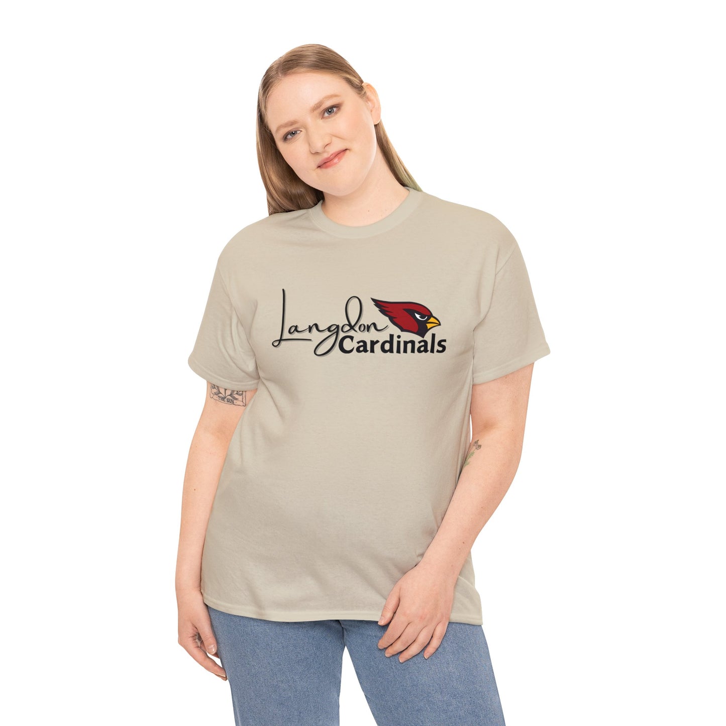 Langdon Cardinal logo2 Heavy Cotton Tee