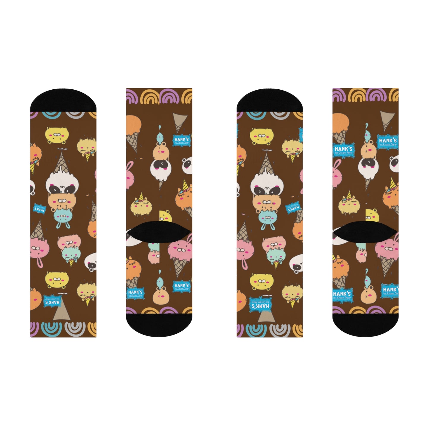 Hank's cute character ice cream. Cushioned Crew Socks