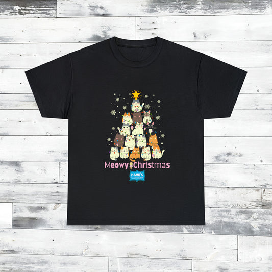 Meowy Christmas. Adult Heavy Cotton Tee