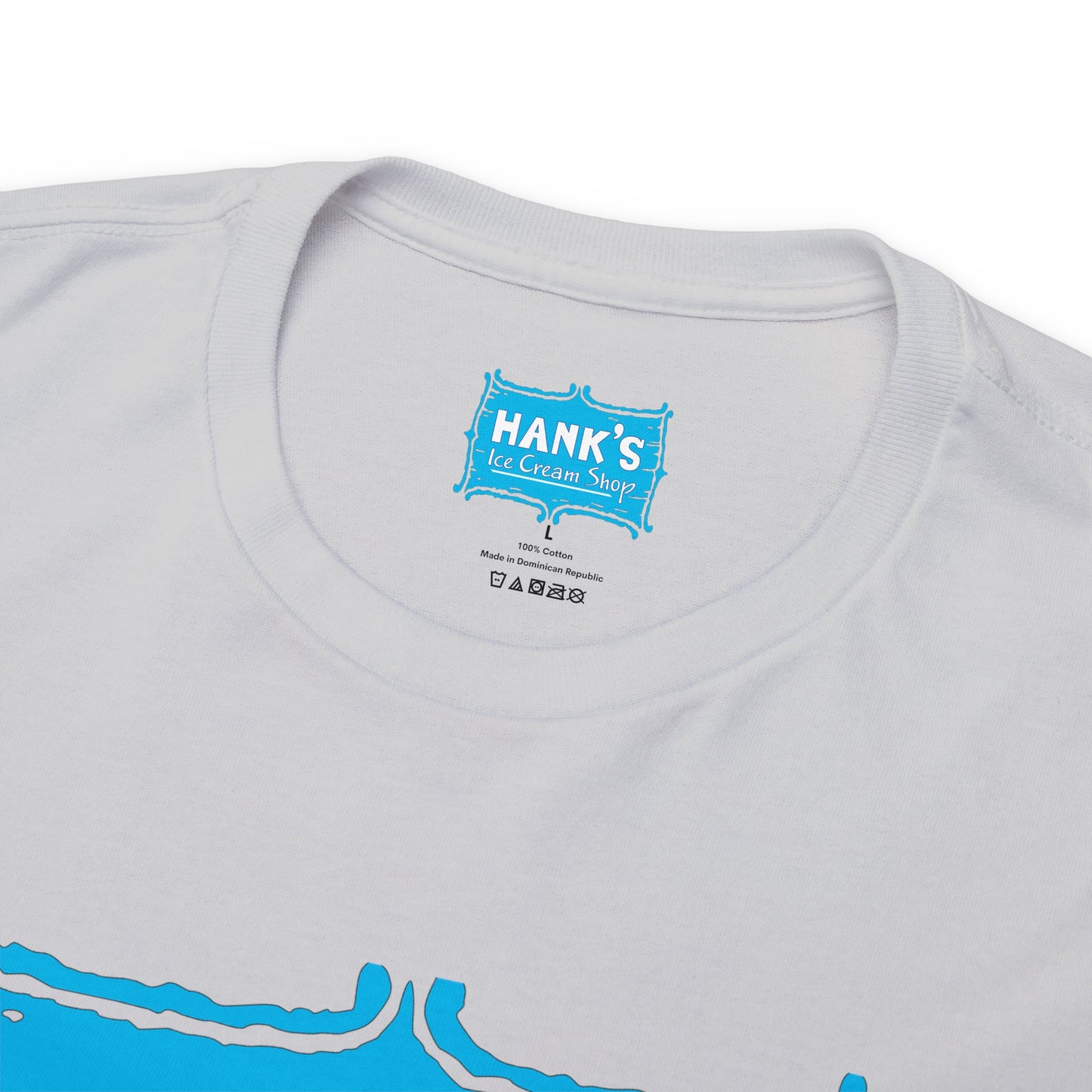 Hank's Logo with Ice Cream. Adult Heavy Cotton Tee