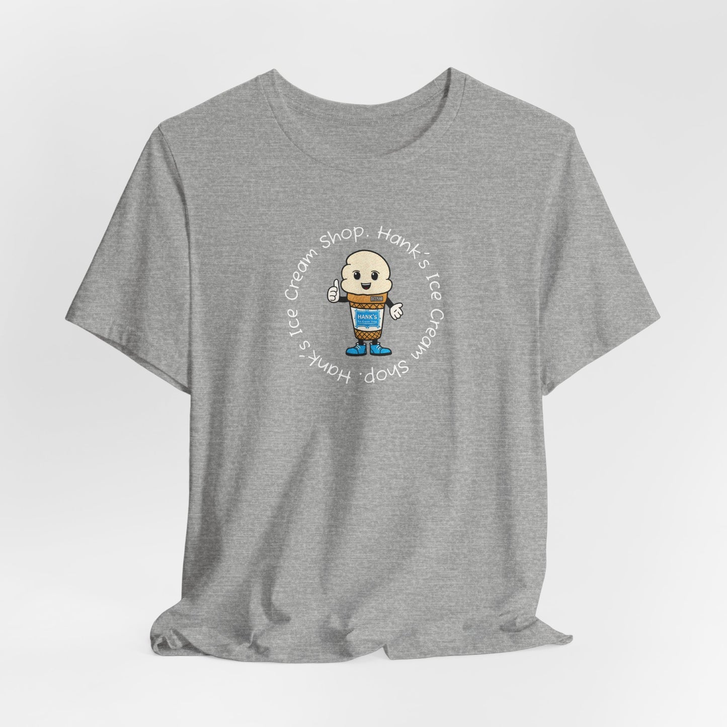 Hank's Ice Cream Shop T-Shirt — Cute Cartoon Scoop Logo Tee