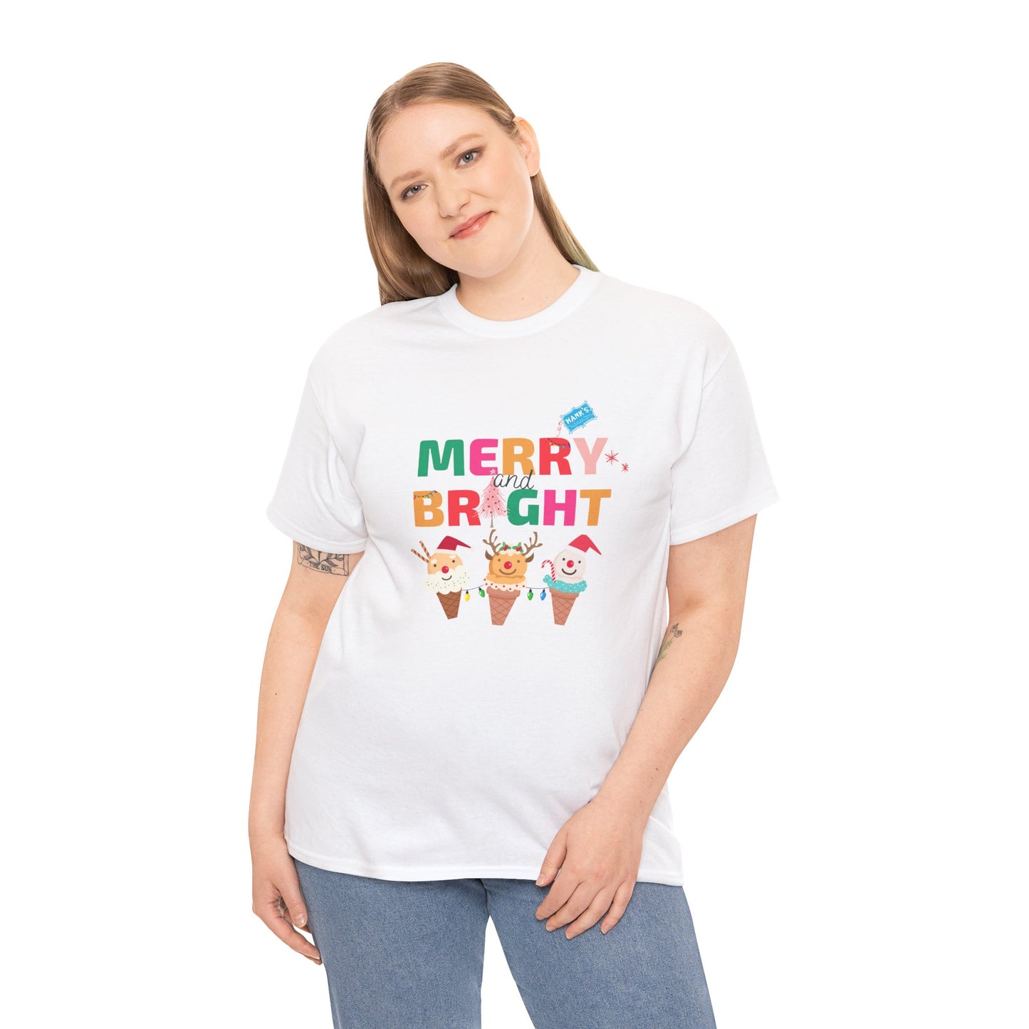 Merry and Bright. Adult Heavy Cotton Tee