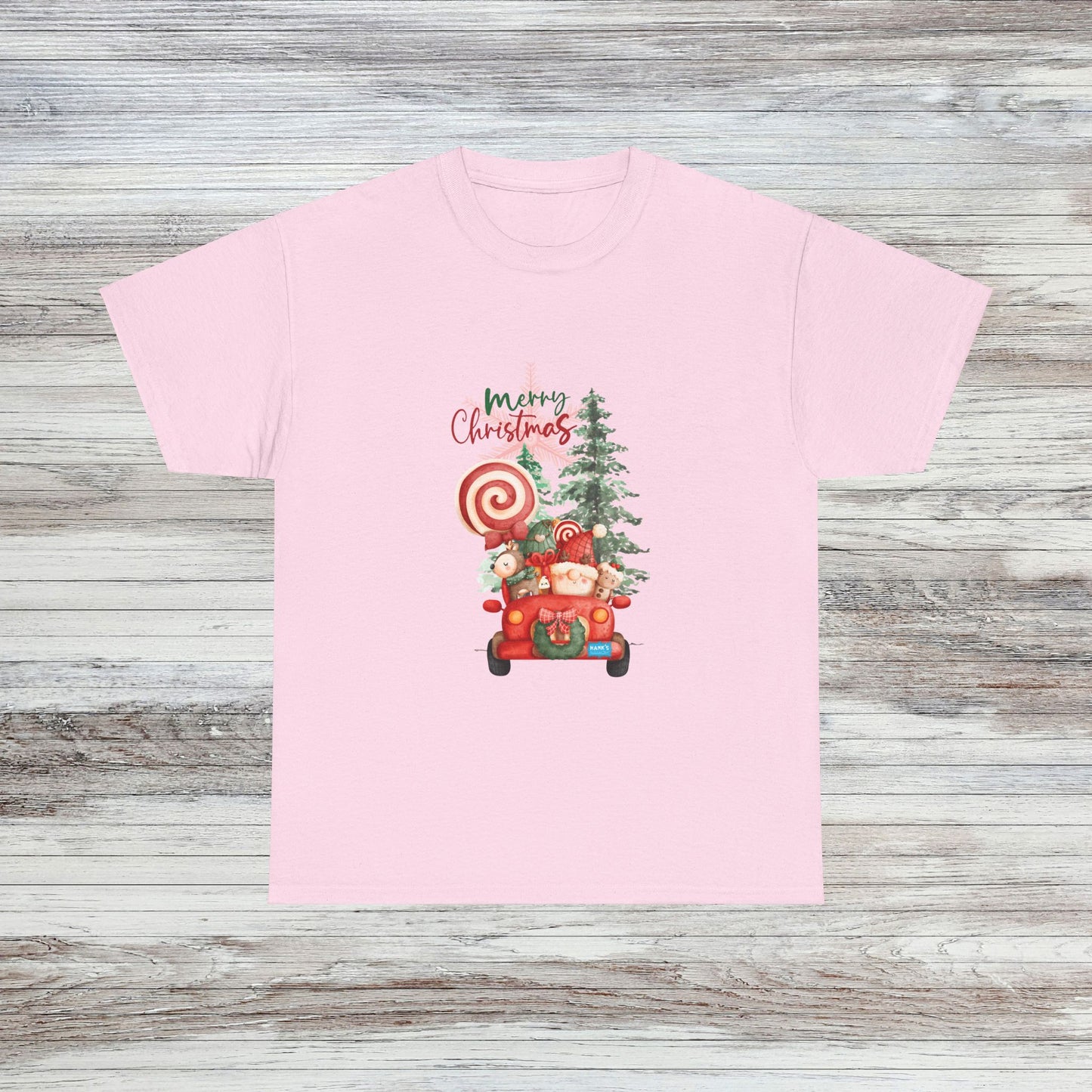 Santa in Truck. Adult Heavy Cotton Tee