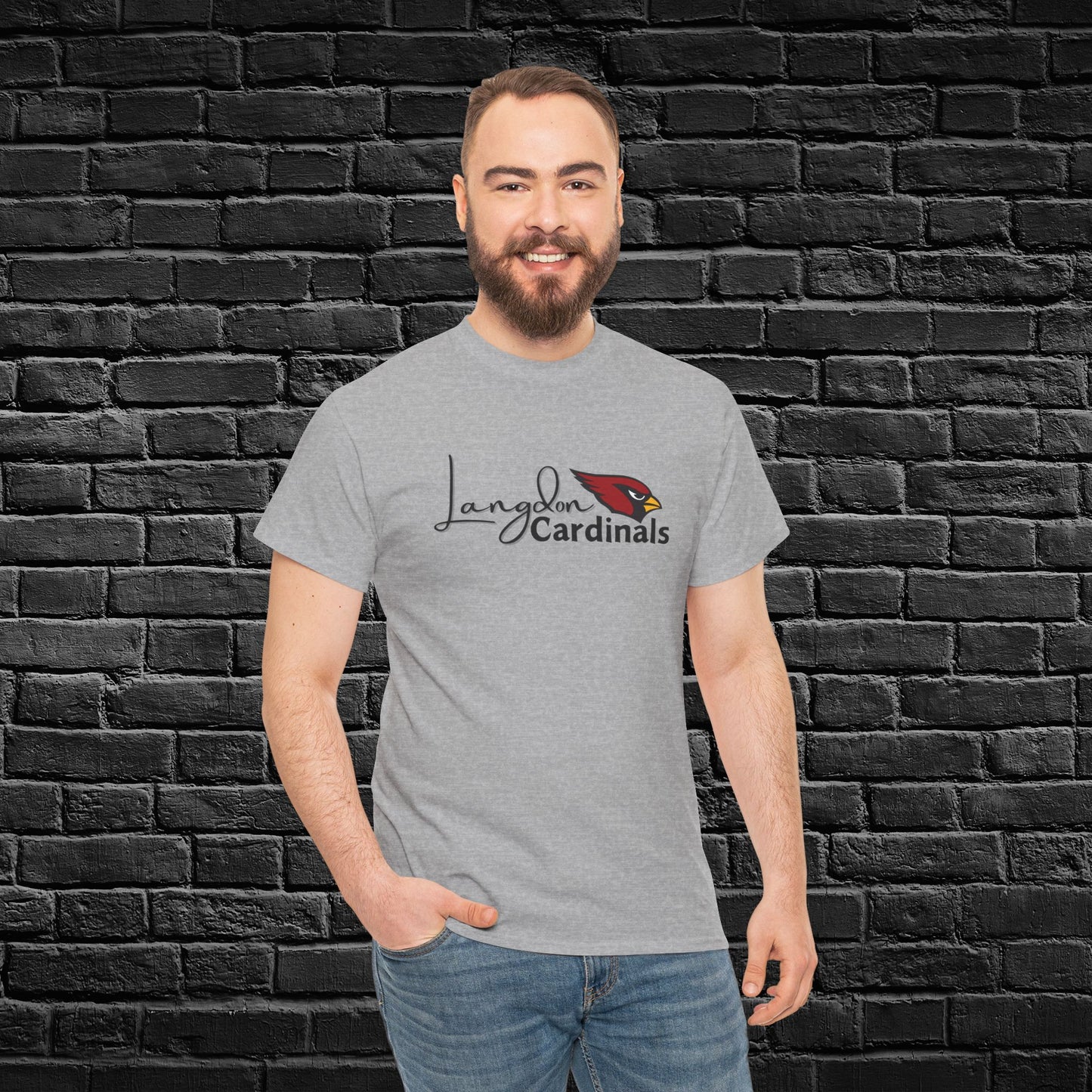 Langdon Cardinal Logo Adult Heavy Cotton Tee