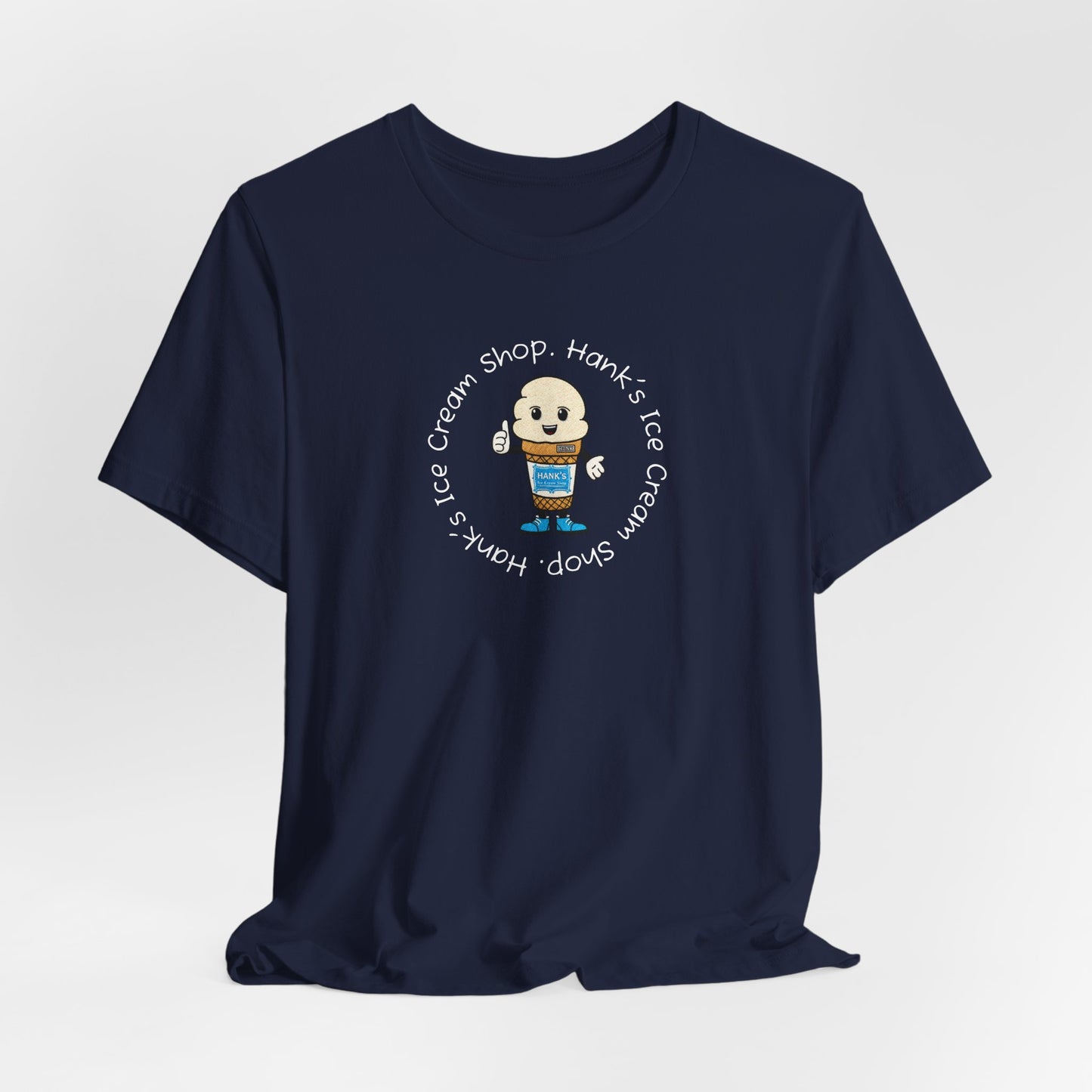 Hank's Ice Cream Shop T-Shirt — Cute Cartoon Scoop Logo Tee