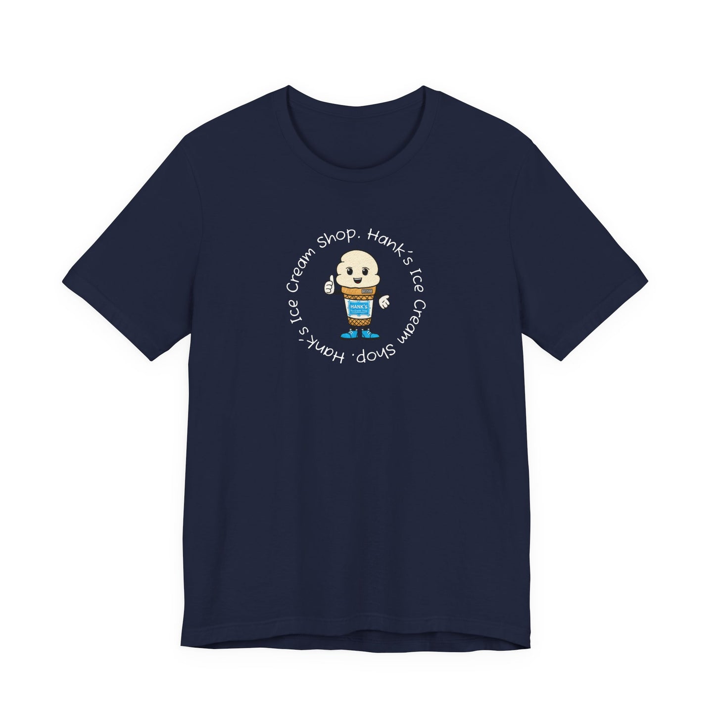 Hank's Ice Cream Shop T-Shirt — Cute Cartoon Scoop Logo Tee