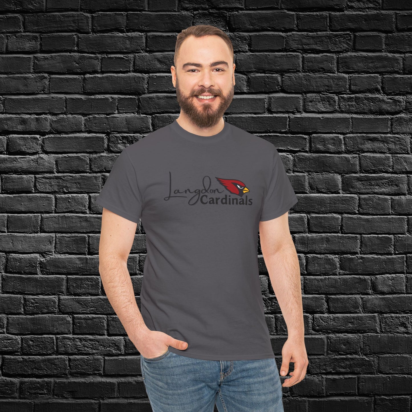 Langdon Cardinal Logo Adult Heavy Cotton Tee