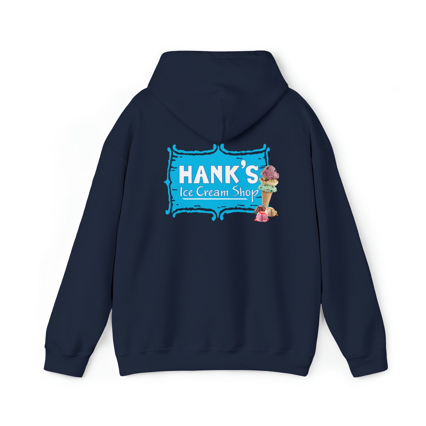 Hank's Hoodie double logo. Adult Heavy Blend™ Hooded Sweatshirt