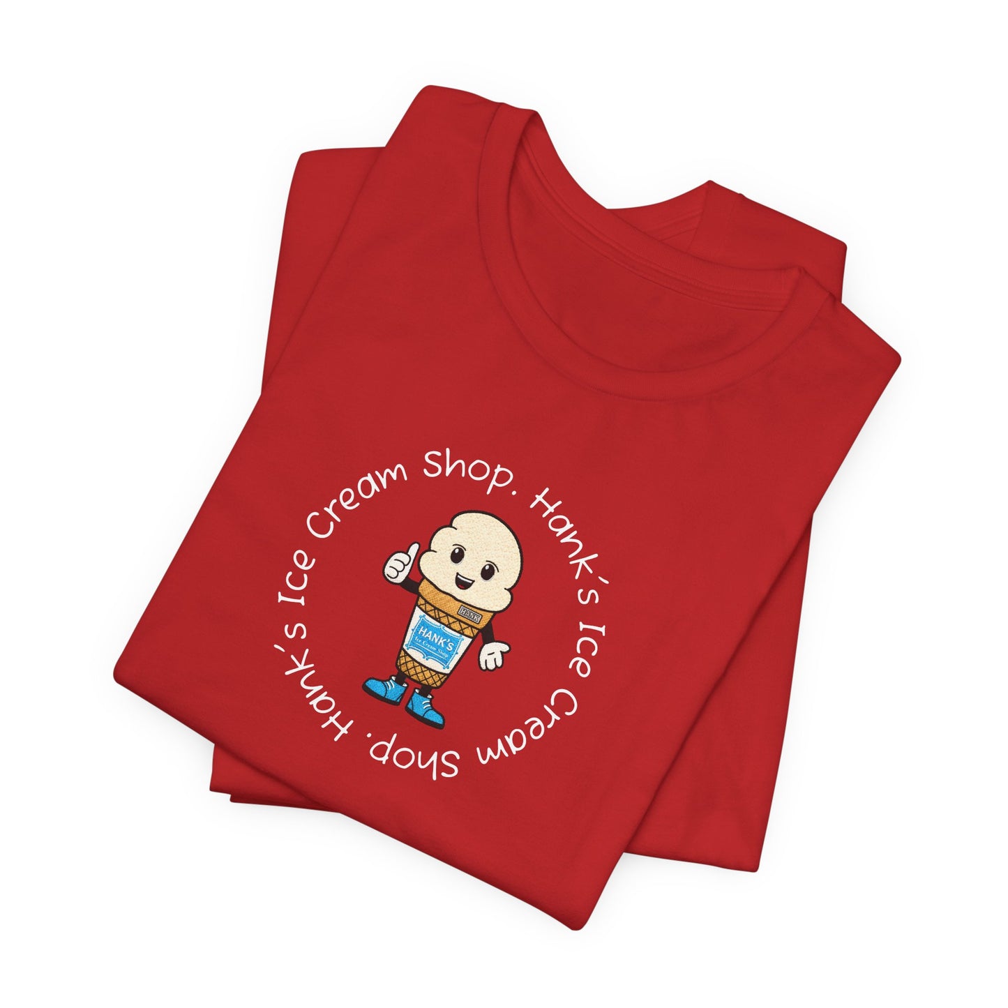 Hank's Ice Cream Shop T-Shirt — Cute Cartoon Scoop Logo Tee