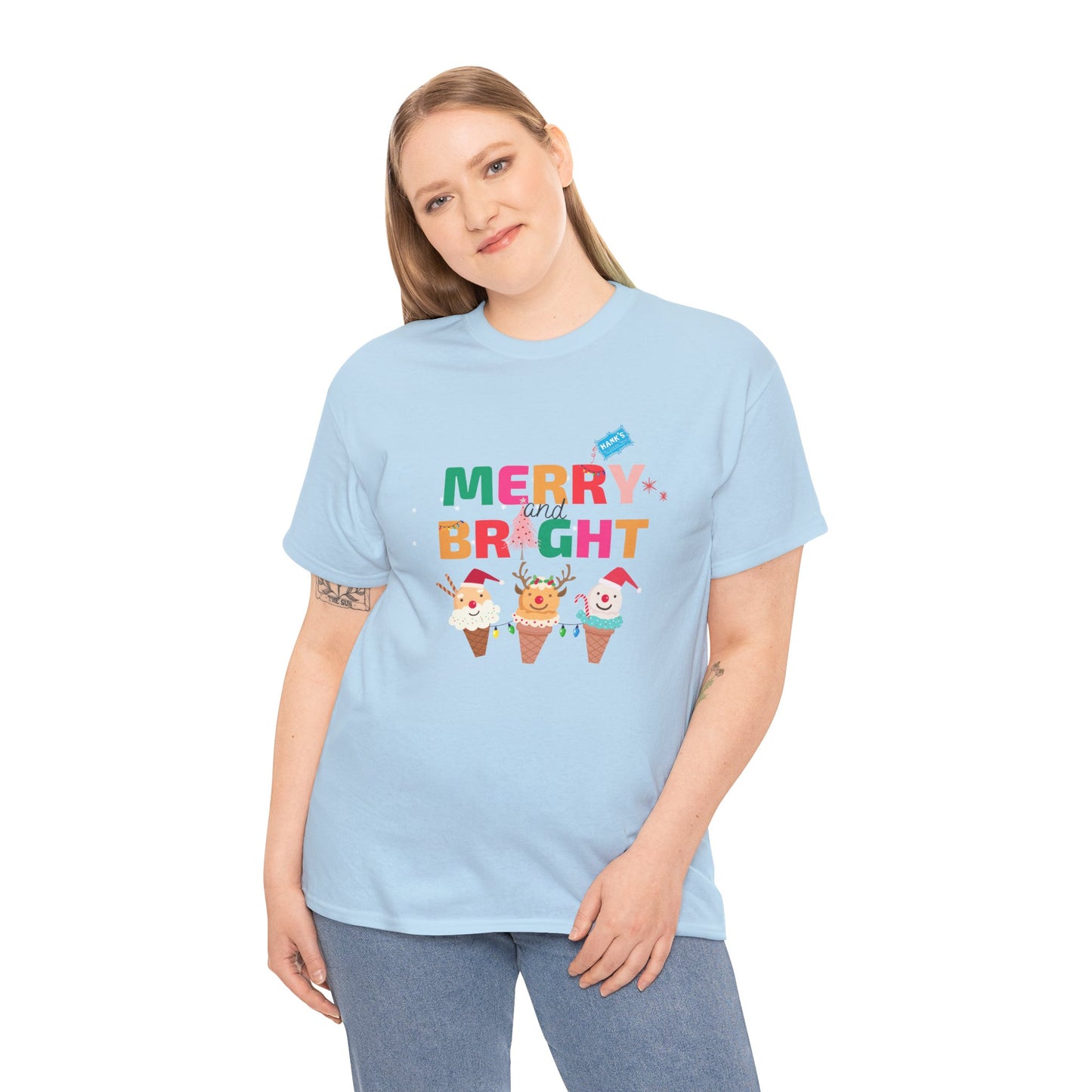 Merry and Bright. Adult Heavy Cotton Tee