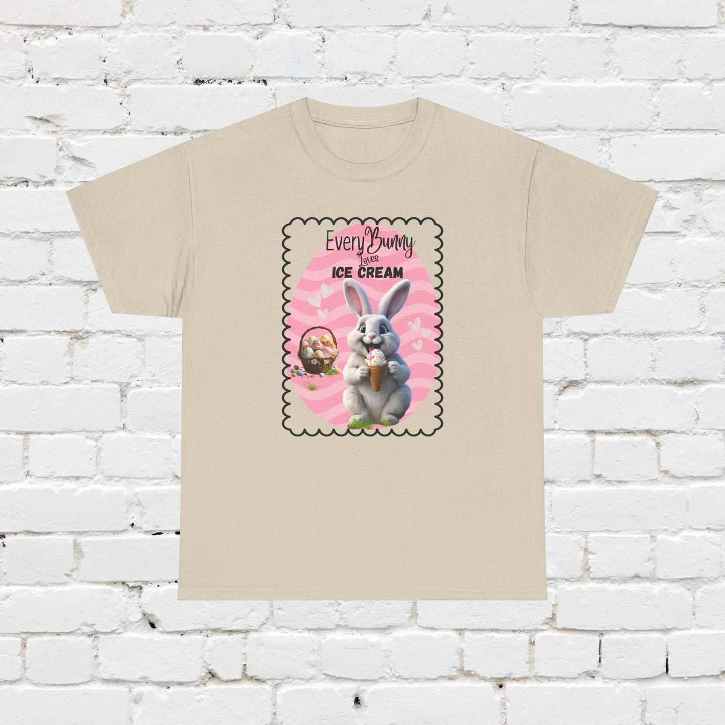 Every Bunny Loves Ice Cream Unisex Heavy Cotton Tee - Cute Easter Shirt