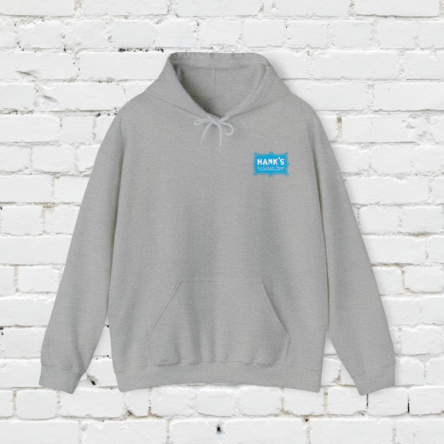 Hank's Hoodie double logo. Adult Heavy Blend™ Hooded Sweatshirt