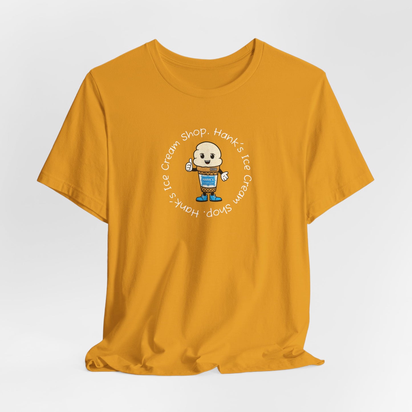 Hank's Ice Cream Shop T-Shirt — Cute Cartoon Scoop Logo Tee